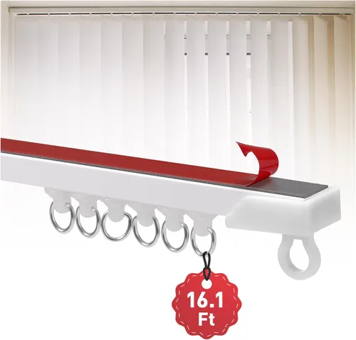 Miniatura 12 de Cortina de techo autoadhesiva de 8.1 pies, sin taladros, para montaje en techo/pared, barra de cortina inflexible y cortable para caravana
