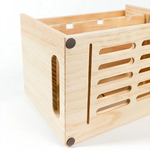 Miniatura 4 de Cable Organizer Box Wooden Power Cable Box Wireless Router Rack Home Office Power Strip Storage Box Double-Layer Cable Management Box, Hide
