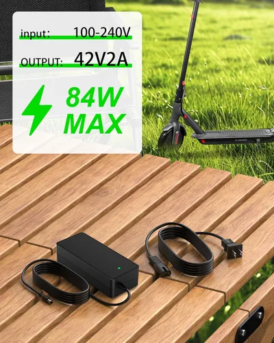 Miniatura 2 de VHBW Cargador de 42V 2A para iScooter i9, i9 Pro, i8, i8L, 1S Cargador eléctrico para scooter compatible con isinwheel S9/S9 Pro/S9 Max