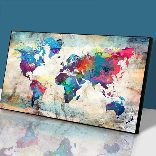 Miniatura 2 de YALKIN Kits de pintura de diamantes para adultos, pintura de diamantes 5D grande para bricolaje, mapa del mundo (31.5 x 15.7 pulgadas), pintura por
