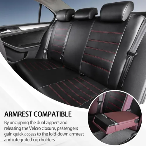 Miniatura 6 de TOYOUN Juego completo de fundas clásicas universales de cuero PU para asiento de automóvil, se ajustan a la mayoría de automóviles, camiones, SUV