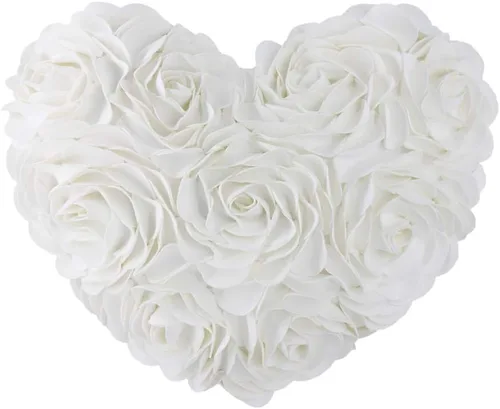 JWH - Funda de cojín con forma de corazón y diseño estético de flores estéreo en 3D, funda de cojín estilo romántico rural europeo para decoración