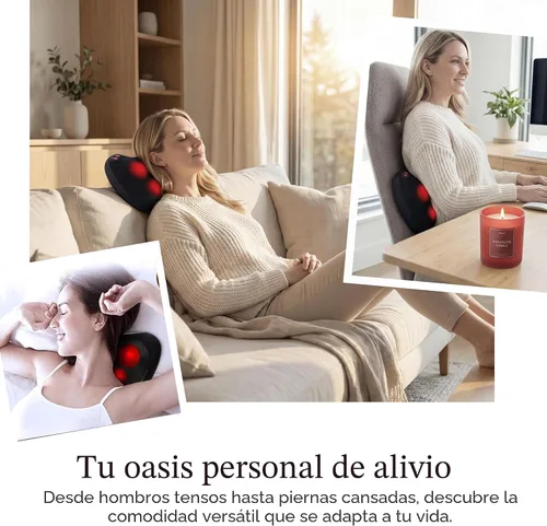 Miniatura 4 de Papillon - Masajeador de espalda con calor, almohada de masaje Shiatsu para cuello, hombros, pies y espalda baja, alivio del dolor de tejido