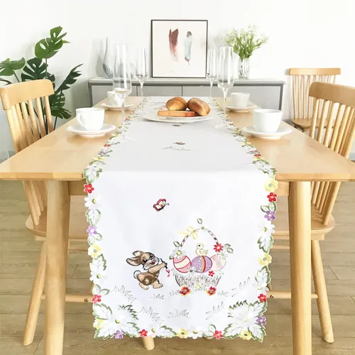 Miniatura 17 de Mantel bordado para decoración de encaje a prueba de polvo, sin arrugas, lavable, floral, rectangular, para cocina, comedor, vacaciones, cumpleaños