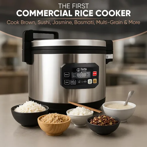 Miniatura 6 de Arrocera comercial grande multifunción - Arrocera profesional de 64 tazas cocidas (32 tazas sin cocinar) con olla antiadherente y tapa con bisagras