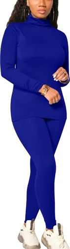 Miniatura 14 de Mokoru Conjunto deportivo de 2 piezas para mujer, camiseta de manga larga con cuello alto, pantalones de entrenamiento
