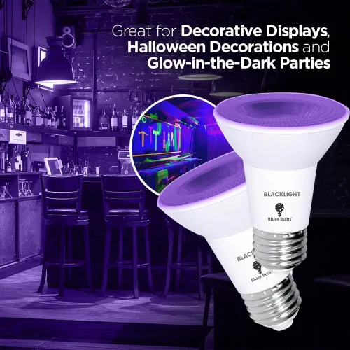 Miniatura 2 de Bluex Bombillas 4 unidades PAR20 LED de luz negra, 10 W (equivalente a 100 W) E26, nivel de foco de luz negra 385-400 nm, para pintura corporal