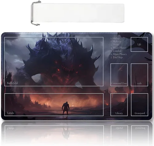 Miniatura 12 de Tapete de Juego MTG Premium Cosido con Zonas y Respaldo de Goma Antideslizante - Tapete de Juego TCG para MTG y Otros Juegos de Cartas - Diseño Dkt