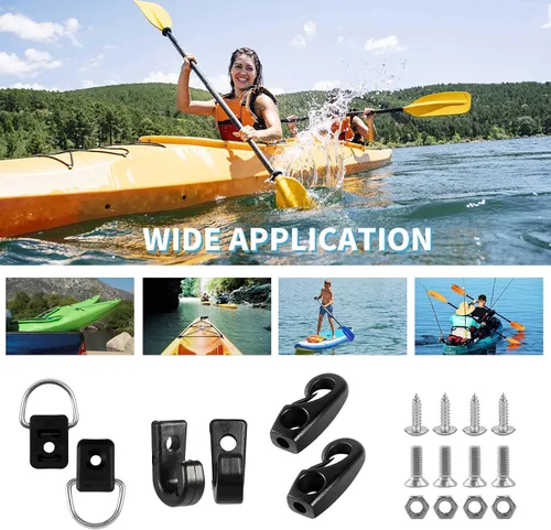 Miniatura 6 de CLIO Kit de aparejo de cubierta de kayak, cuerda elástica de 8 pies con extremos de cuerda elástica y anillo en D de pesca con tornillo 304 M6 y 6