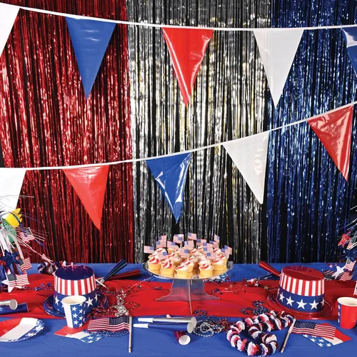 Miniatura 5 de Beistle Banderín triangular rojo, blanco y azul, 17 x 30 pies, decoración patriótica para porche, suministros de fiesta temática para el 4 de julio