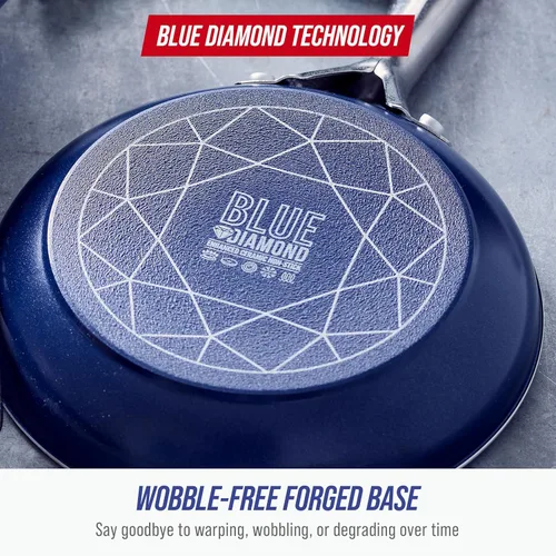 Miniatura 9 de Blue Diamond - Juego de 10 piezas de ollas y sartenes antiadherentes de cerámica con infusión de diamante, apto para lavavajillas y utensilios
