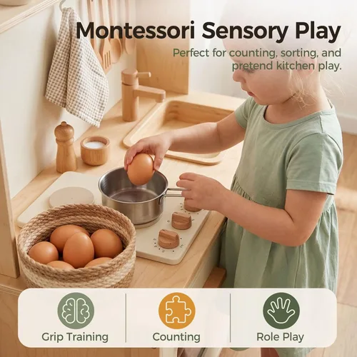 Miniatura 6 de LovesTown Huevos de madera para manualidades, 8 huevos falsos, caja de anidación de pollo, ayuda a poner gallinas y aves de corral para entrenamiento
