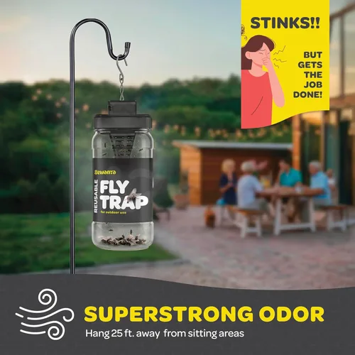 Miniatura 8 de Trampa para moscas para exteriores (paquete de 4) trampas para moscas al aire libre con cebo no tóxico soluble – Repelente de moscas solo para uso