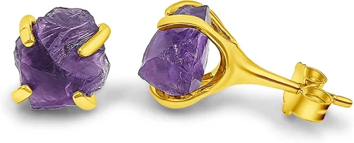 Miniatura 55 de Aretes de piedra preciosa natural en bruto con oro amarillo sobre plata de ley 925, 6 a 0.276 in, regalo de piedra de nacimiento de calidad genuina