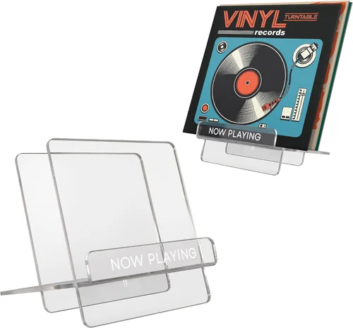Miniatura 8 de Americanflat Soporte para discos de vinilo de 7.8 x 7.5 pulgadas, acrílico transparente con estante frontal y almacenamiento trasero, capacidad