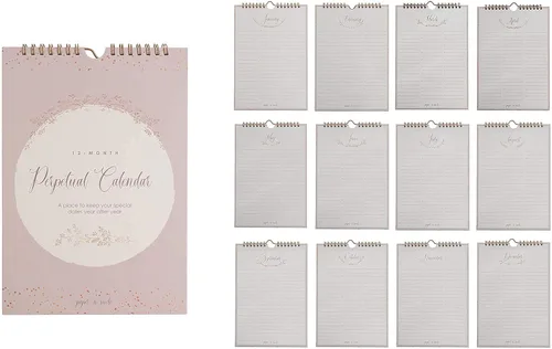 Miniatura 9 de Paper 'n Such - Calendario perpetuo para cumpleaños y aniversarios -12 meses - Libro grande para colgar en la pared - Diario para días importantes