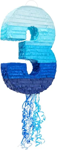 Miniatura 9 de BLUE PANDA Cuerda de 6 piñatas – Azul degradado 16.5 x 11.3 x 3 pulgadas – Piñata número 6 para decoraciones de cumpleaños y decoración de fiestas
