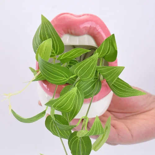 Miniatura 3 de WHJY Maceta de labios atractivos, maceta suculenta de cerámica - rosa
