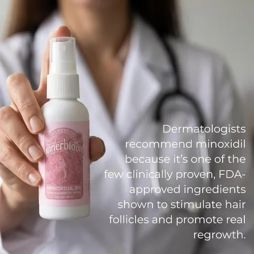 Miniatura 5 de Innerbloom Spray de minoxidil al 5% para mujeres con biotina, colágeno, cártamo y más (paquete de 1) Minoxidil para cabello de mujer