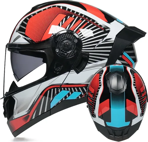 Miniatura 10 de Casco modular de motocicleta de cara completa, casco abierto con doble visera extraíble forro para adultos, hombres y mujeres, motocross Cruiser