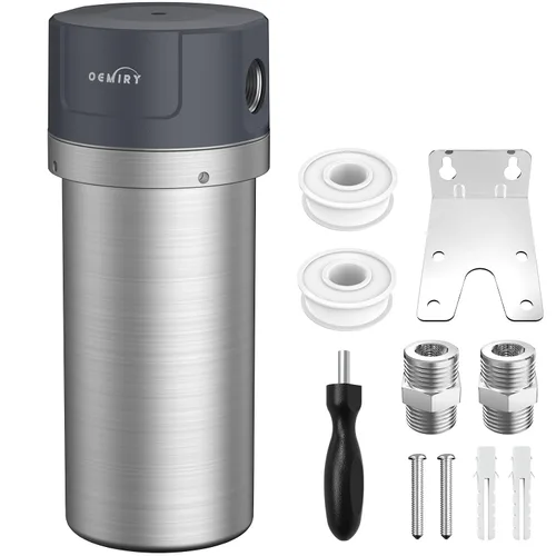 Filtro de agua para toda la casa, carcasa de filtro de acero inoxidable, filtro de sedimentos de 10 x 4.5 pulgadas, sistema de prefiltración para