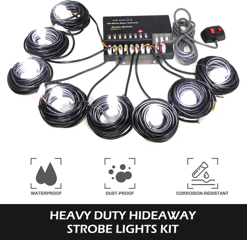 Miniatura 2 de Hideaway - Kit de luces estroboscópicas con 8 bombillas HID, 13 modos intermitentes, función de recuperación de memoria, cable de alimentación de 16