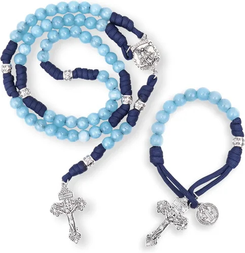 Miniatura 19 de Nazareth Store Rosario de cuerda de paracaídas de San Miguel, collar de rosario resistente y rosario de una década, cuentas de piedra natural