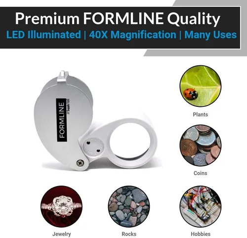 Miniatura 2 de Formline Supply - Lupa iluminada con 40 luces LED para joyeros, lupa buena para jardinería, joyas, antigüedades, monedas, rocas, sellos, Plata/Blanco
