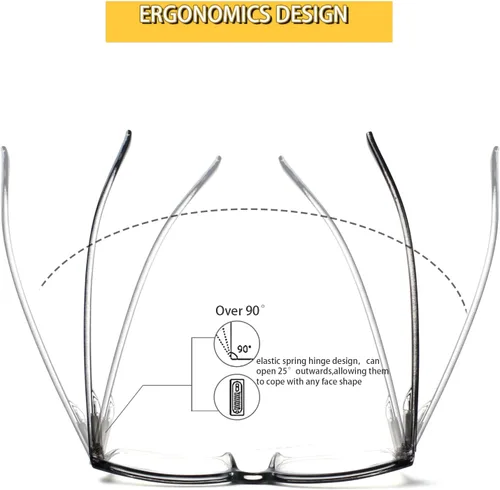 Miniatura 3 de Kerecsen Paquete de 4 Gafas de Lectura para Hombres y Mujeres con Bisagras de Resorte, Anteojos de Lectura Rectangulares Negros Ligeros