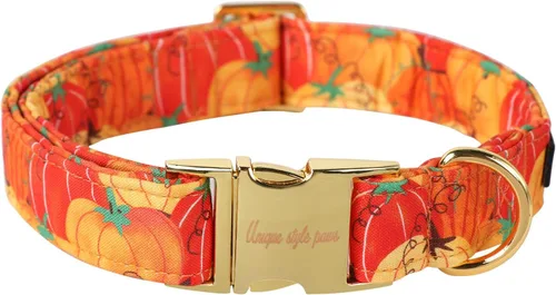 Miniatura 8 de Unique style paws - Collar para perro con hebilla de metal, naranja, duradero, lindo collar para perros pequeños, medianos y grandes