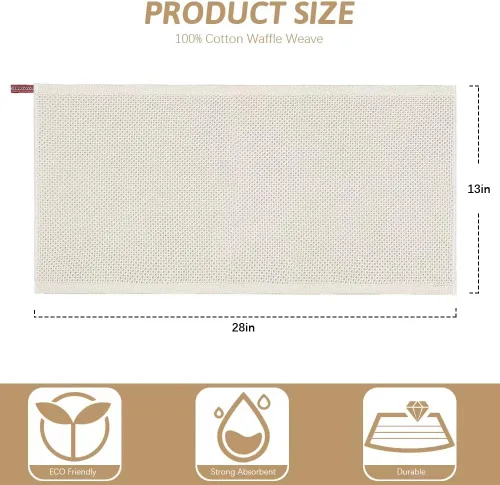 Miniatura 2 de Nialnant Paquete de 6 toallas de cocina, 100% algodón, tejido de gofre, para secar platos, toallas de mano extrasuaves y absorbentes, 13 x 28 Beige