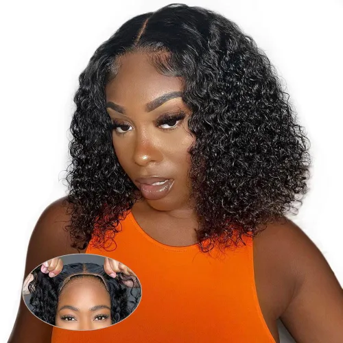 Miniatura 21 de GOLFMAX Pelucas de cabello humano prearrancado sin pegamento, precortadas, sin pegamento, peluca rizada corta estilo Bob, pelucas de cabello humano
