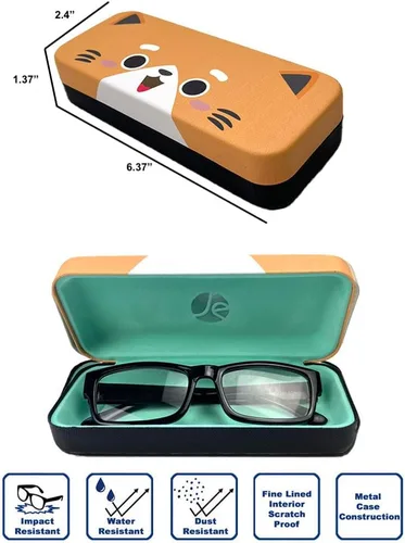 Miniatura 4 de JAVOedge Paquete de 2 unidades, estuche de almacenamiento para lentes con diseño de cara de gato multicolor con tela de microfibra