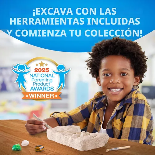 Miniatura 4 de Kit de excavación de piedras preciosas de National Geographic – Excava 10 piedras preciosas y cristales reales, kit científico para niños, kit
