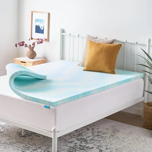 Miniatura 10 de Linenspa - Cubrecolchón de espuma viscoelástica - 2 pulgadas de espuma viscoelástica con infusión de gel - Sensación lujosa - Enfriamiento y alivio