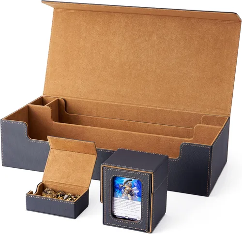 Miniatura 23 de Venssu MTG Caja de cubierta para pantalla Commander, caja de cartas para 100 tarjetas de doble funda, almacenamiento de tarjetas TCG con 2 divisores