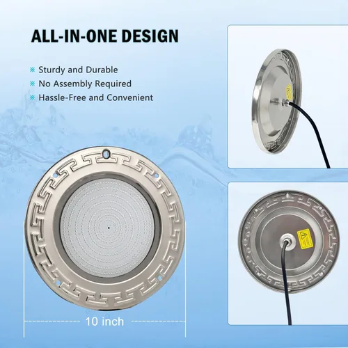 Miniatura 7 de Luces de piscina para piscina enterrada, luz LED grande de 10 pulgadas para piscina enterrada multicolor con cable de 50 pies para nicho húmedo