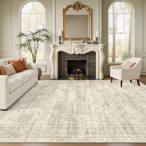 Miniatura 70 de Alfombra de pasillo Soalmost 2'6" x 10' lavable, alfombra antideslizante para cocina, baño, lavandería, alfombras vintage ultra delgadas para Beige