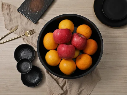 Miniatura 6 de Tazón de fruta negro de madera sólida seguro para alimentos para encimera de cocina, diámetro de 12 pulgadas