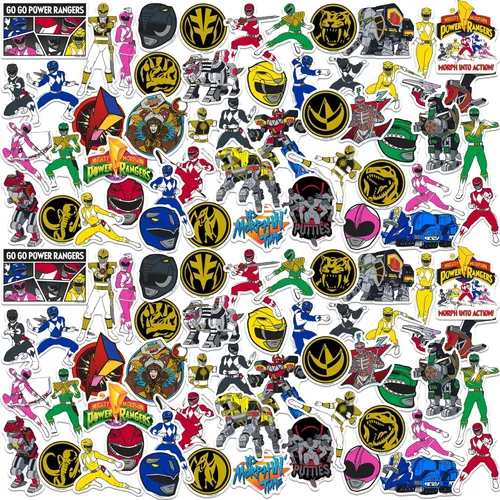 Mighty Morphin' Power Rangers - Paquete variado de 100 calcomanías de vinilo grandes de lujo – Calcomanías oficiales de Power Rangers – Laptop,