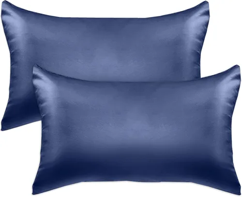 Miniatura 47 de Elegant Comfort Juego de 4 fundas de almohada de satén de viscosa refrescante con cierre de cremallera oculto, suave como la seda para el cuidado