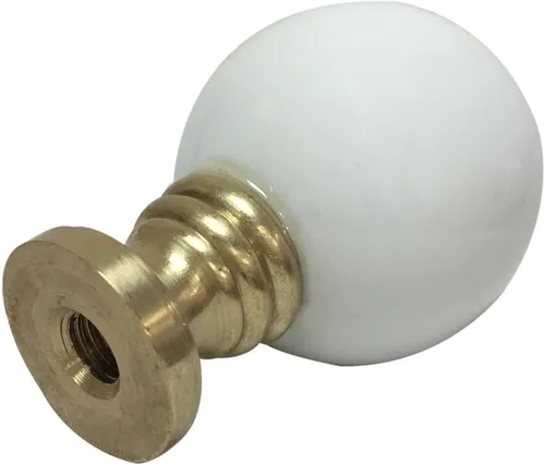 Miniatura 2 de Royal Designs Esfera de cerámica de 1.75 pulgadas para pantalla de lámpara, blanco, base de latón pulido