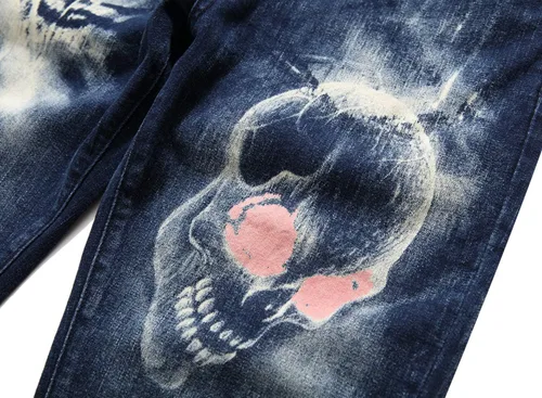 Miniatura 127 de Baylvn - Pantalones de mezclilla entallados y estampados para hombre con corte recto