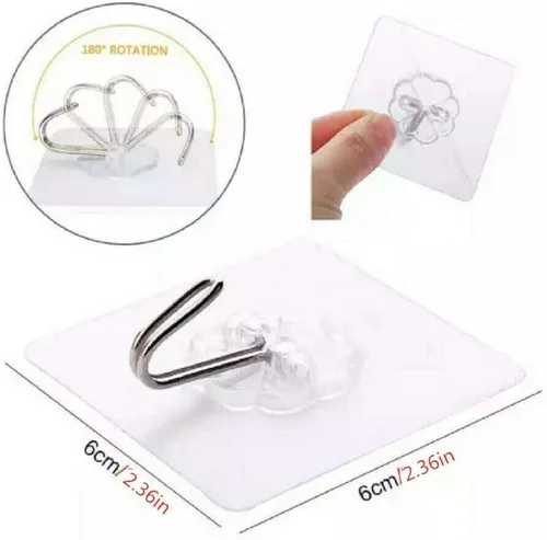 Miniatura 2 de Ganchos adhesivos transparentes de 30 libras (máximo), impermeables y resistentes al aceite, reutilizables, sin costuras, gancho de pared resistente