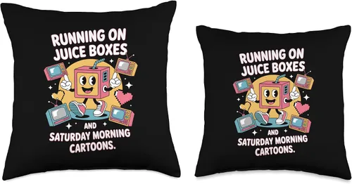 Miniatura 3 de Juice Boxes & Cartoons – Retro Nostalgia for 90s Kids Throw Pillow