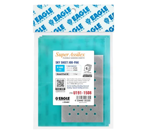 Miniatura 11 de Super Assilex Hojas de Lijado Flexibles Job-PAK, Lime K-1000, U191-2507, 4 Hojas + 1 Almohadilla de Mano M para Medias Hojas K-1000 Lima