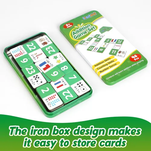Miniatura 6 de Kasfalci Juego de dominó adicional, juegos de matemáticas para niños, manipuladores de matemáticas, juguetes de conteo, juegos de aprendizaje