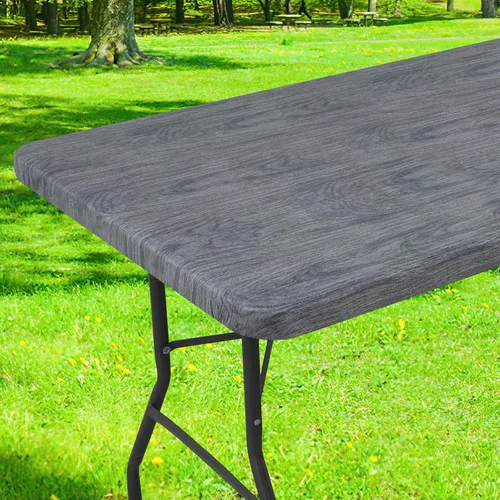 Miniatura 42 de Smiry Mantel cuadrado para mesa de pícnic, impermeable, elástico, ajustable, para campamento, protector de vinilo con parte trasera de franela Beige