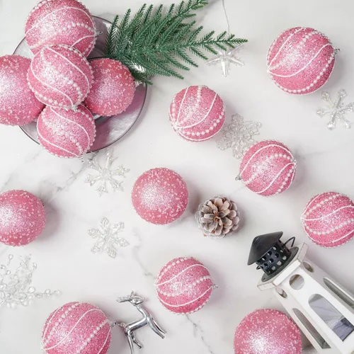 Miniatura 3 de 12 adornos de bola de Navidad de 3.15 pulgadas, con lentejuelas, inastillables, adornos decorativos para colgar en árboles de Navidad, fiestas