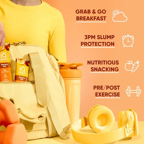 Miniatura 5 de IQBAR - Barras de proteínas para el cerebro y el cuerpo a base de plantas - Banana y nuez - 24 unidades - Keto, veganas, bajas en carbohidratos